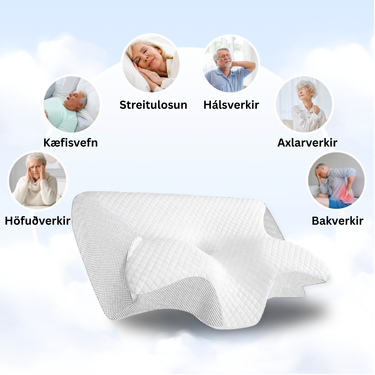 Lóna – Ergónómískur Verkjastillandi Koddi