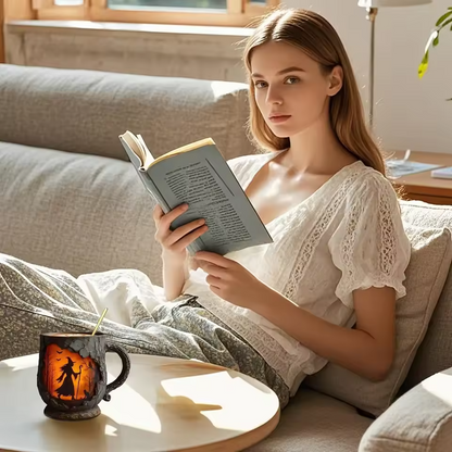 Handgert 3D Halloween-mál – Norn og köttur