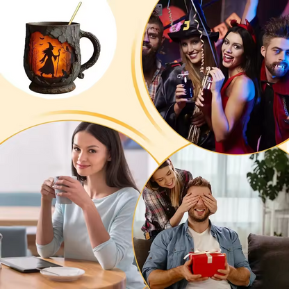 Handgert 3D Halloween-mál – Norn og köttur